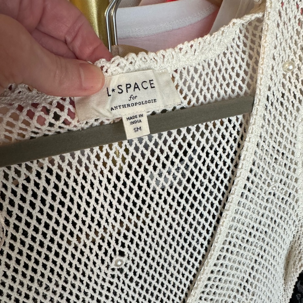 l*space Cream Mesh Long Sleeve Swim Coverup - Picture 9 of 11